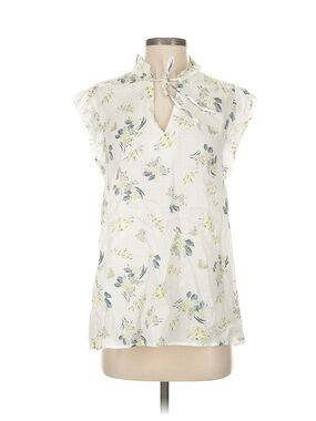 Carve Designs White Floral Tie-Neck Sleeveless Blouse, size S, EUC